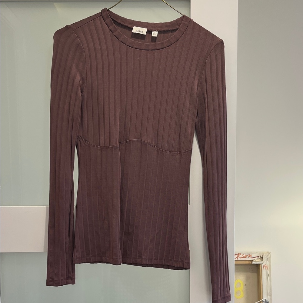 Wilfred tan Long Sleeve Ribbed Top